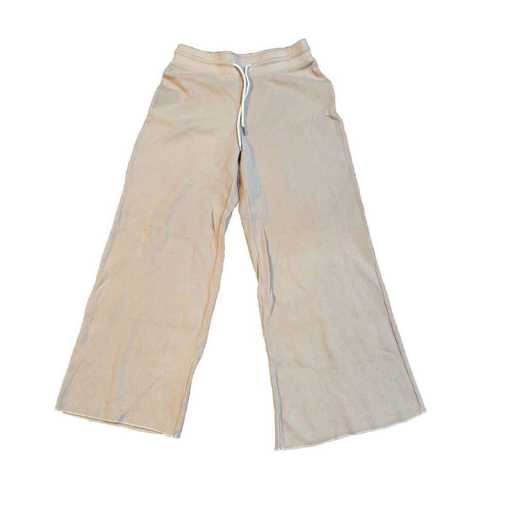 MATE the Label Wide Leg Waffle Lounge Pants in Beige